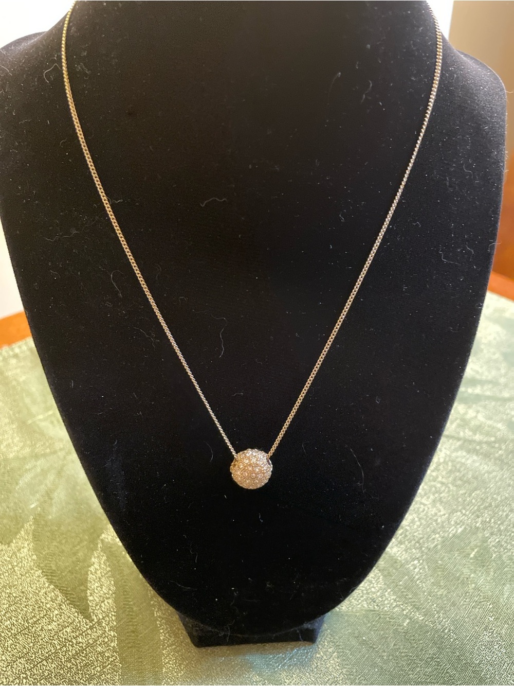 Gold Pavé Ball Pendant Necklace - Women